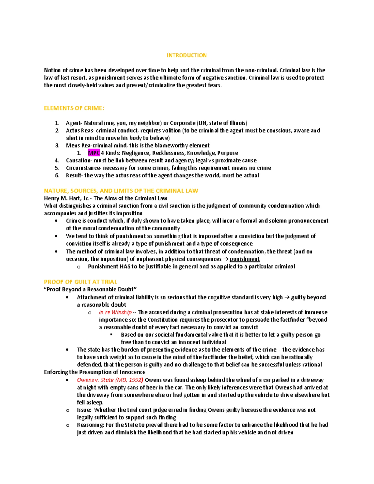 Criminal Law (CL 101) Final Exam Study Guide Outline - Studocu