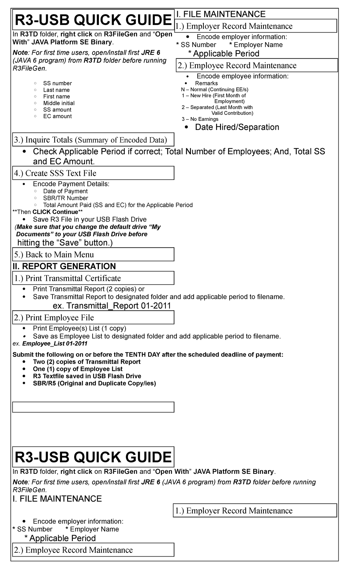 R3-USB Quick Guide: File Maintenance & Report Generation Instructions ...