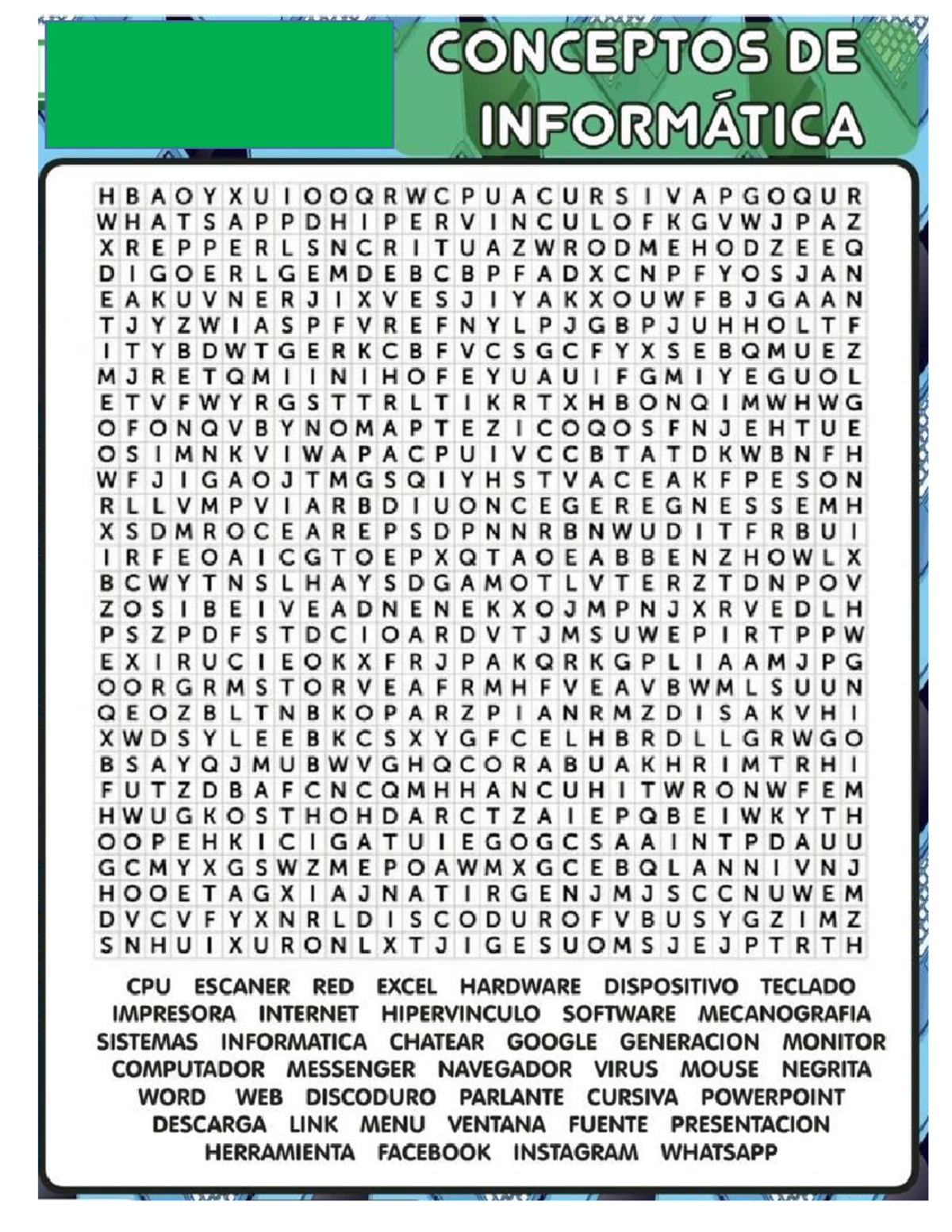 Sopa de letras informatica - CONCEPTOS DE INF ORMATICA ...