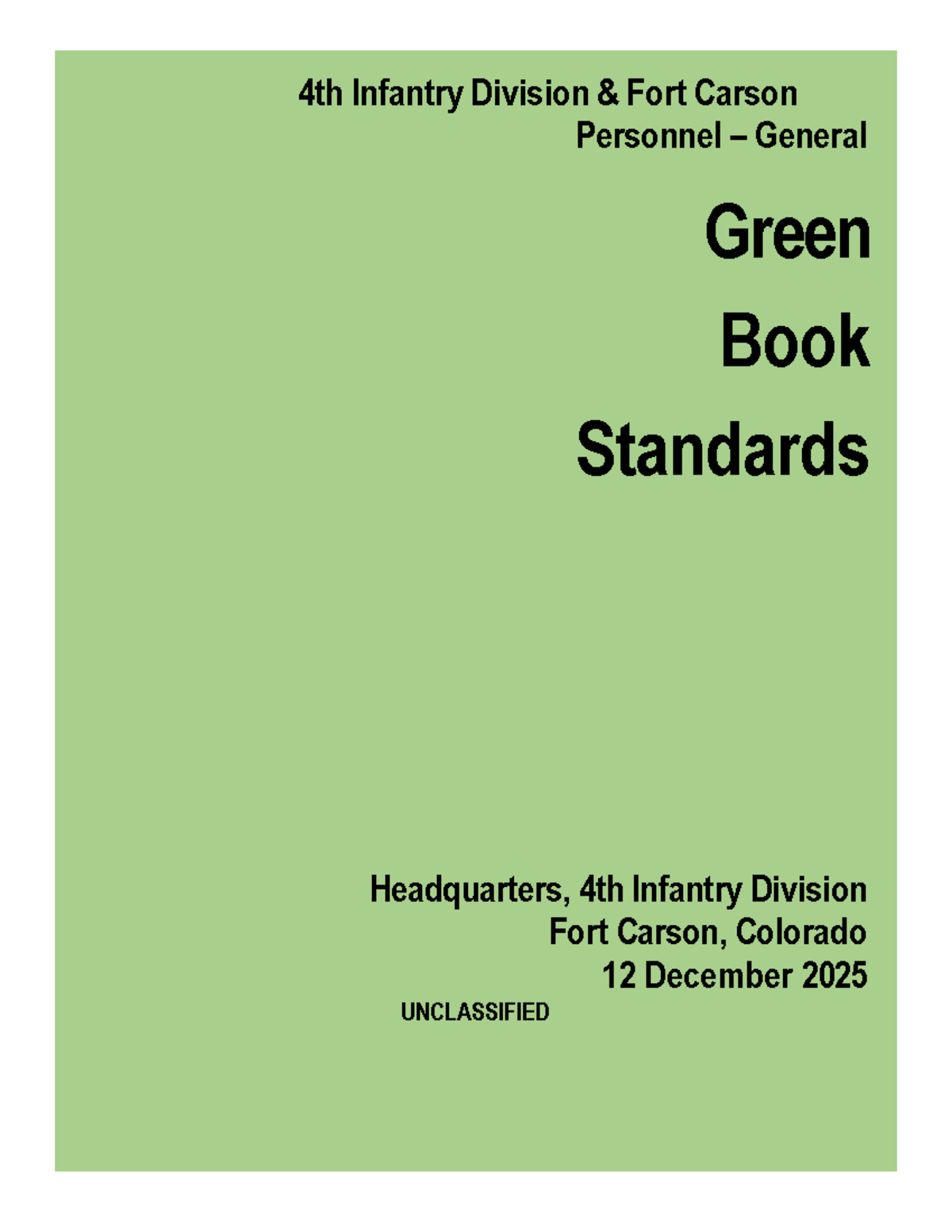 4ID Green Book Standards: Personnel Guidance & Conduct (Dec 2025) - Studocu