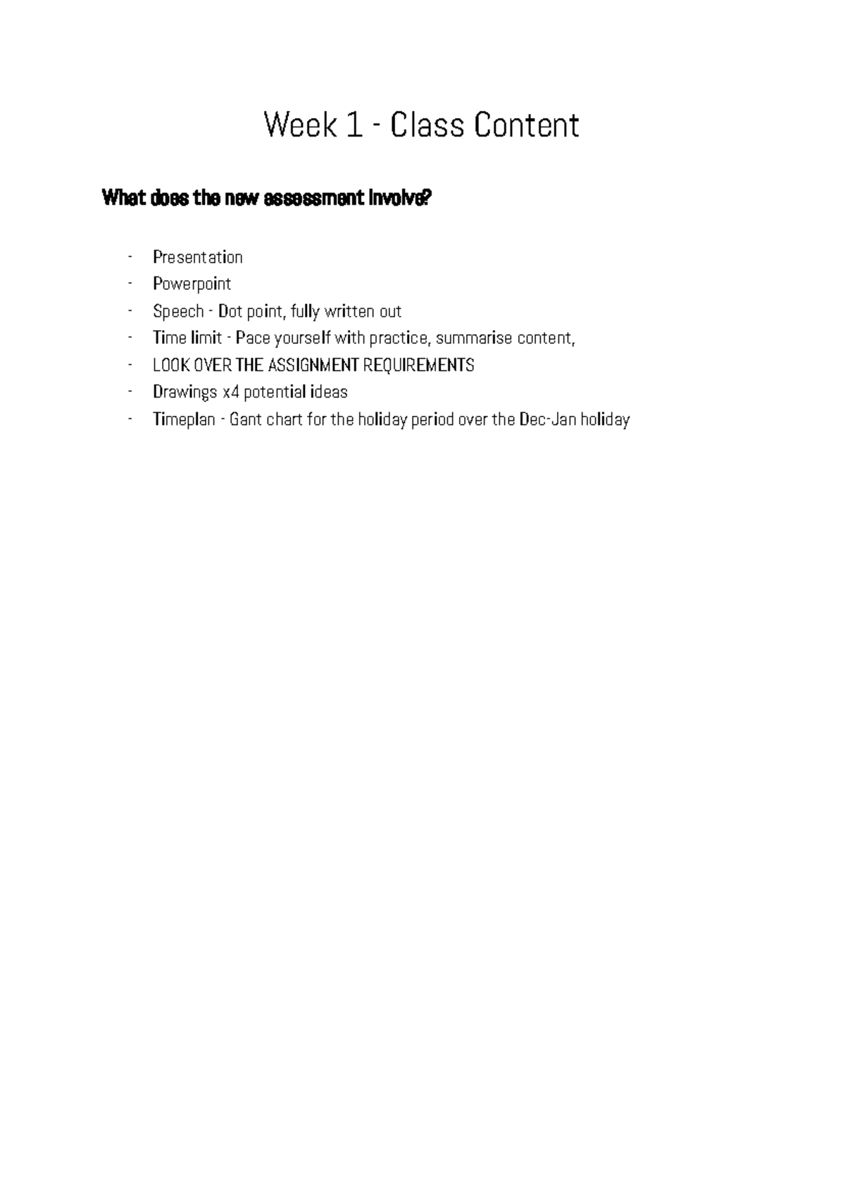 2024. 12TX1. Classwork & Notes - Week 1 - Class Content What does the ...