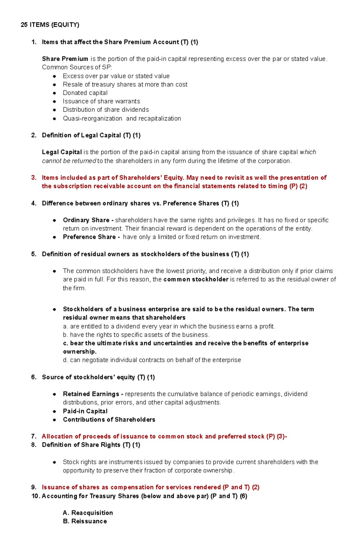 INTERACC 2 _ MIDTERM STUDY NOTES: EQUITY & SHAREHOLDERS' RIGHTS - Studocu
