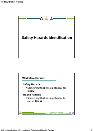 BOSH Training: Health Hazards Identification Module 2-1B - Studocu