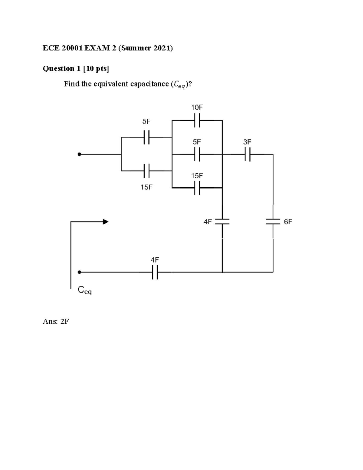 Summer 2021 ECE 20001 Exam 2 Practice Questions and Solutions - Studocu