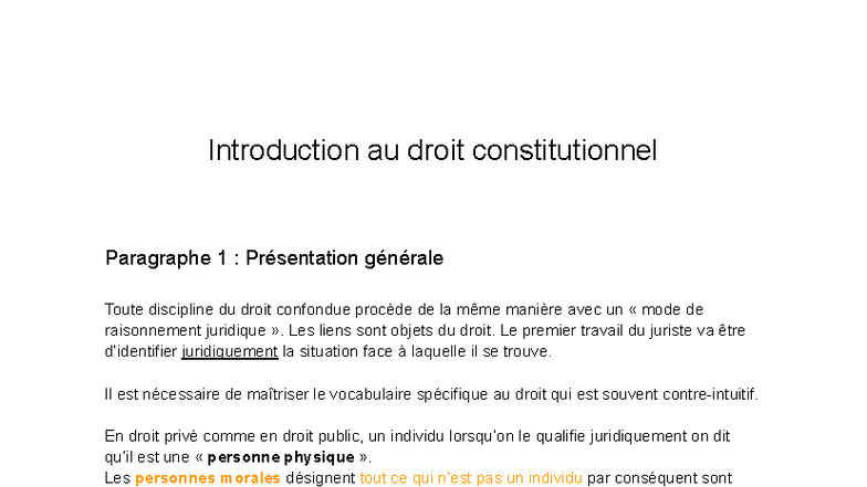 Droit Constitutionnel I et II : Introduction et Concepts Fondamentaux ...