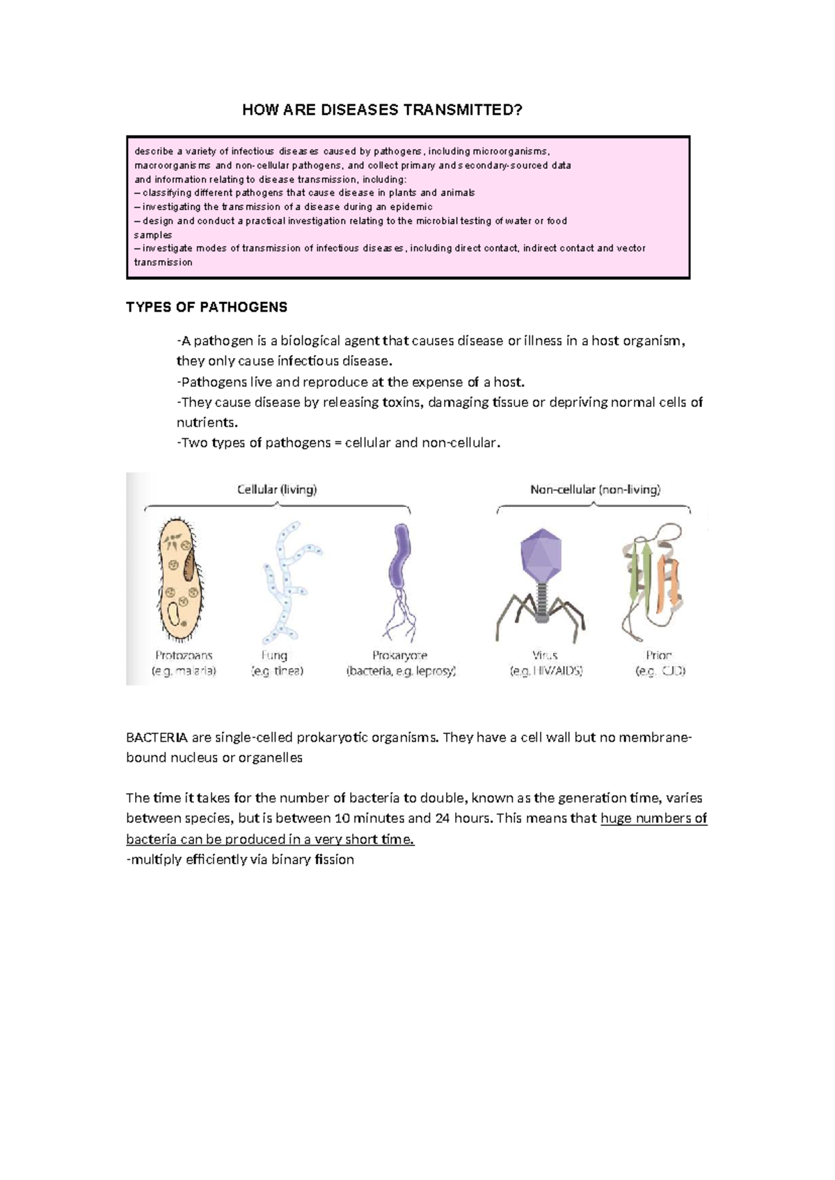 MOD 7 Infectious Diseases: Understanding Pathogen Transmission and ...
