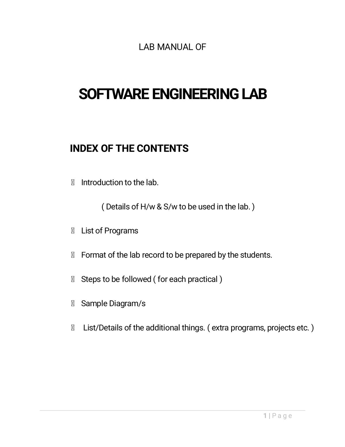SE LAB Manual - fgnf - LAB MANUAL OF SOFTWARE ENGINEERING LAB INDEX OF ...