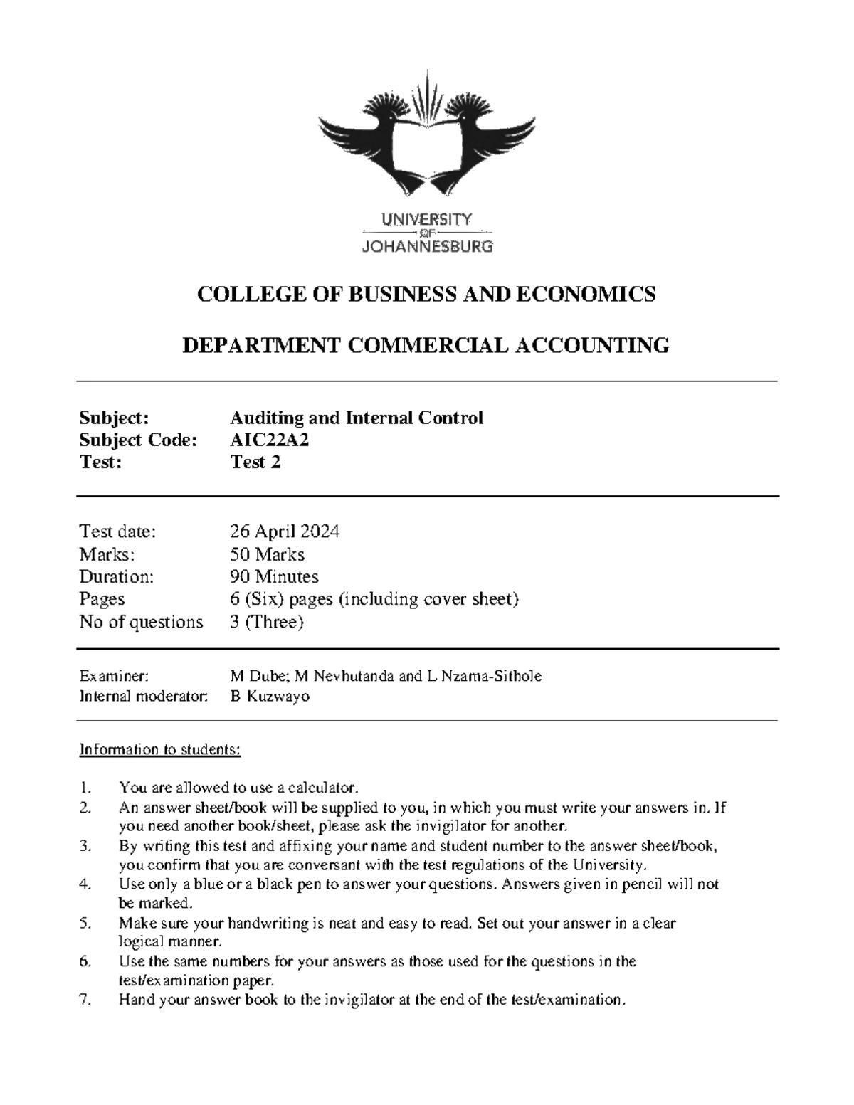 AIC22A2 Tutorial Memo - Week 1: Internal Structure & Auditing - Studocu
