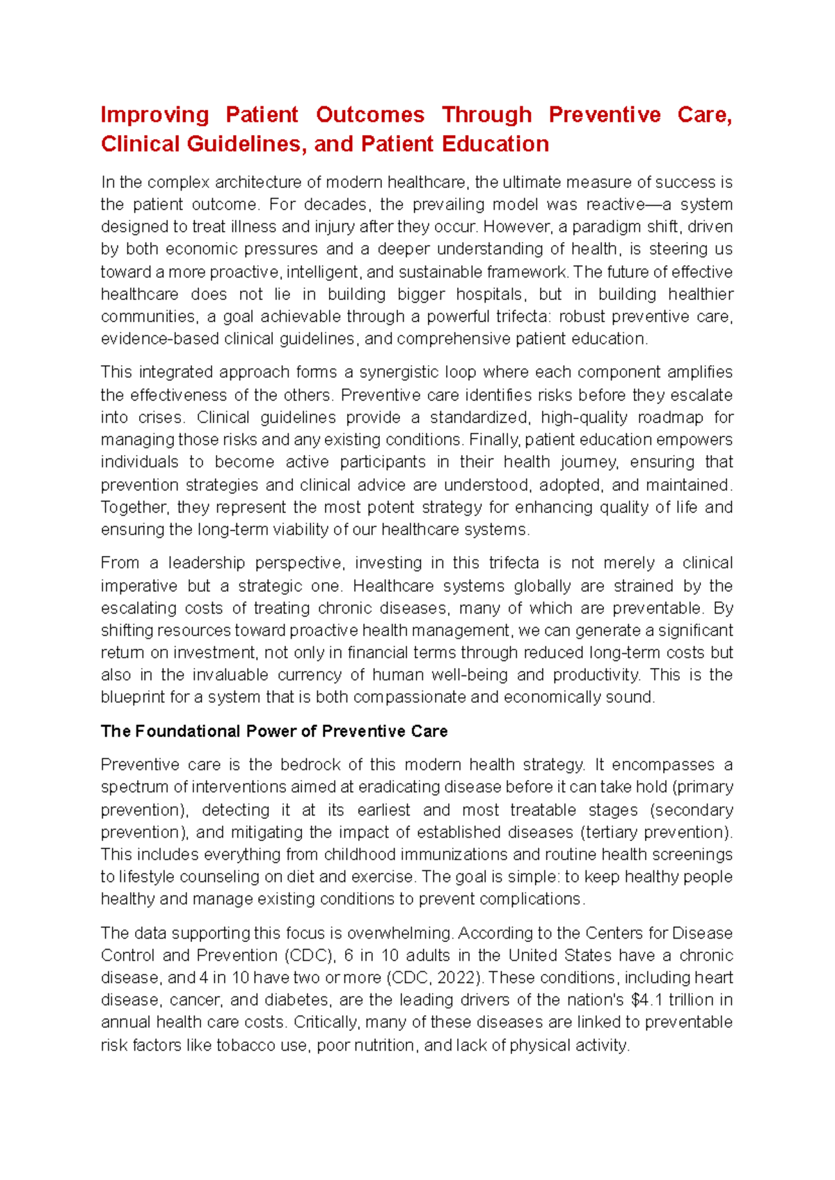 Enhancing Patient Outcomes: Preventive Care & Clinical Guidelines - Studocu