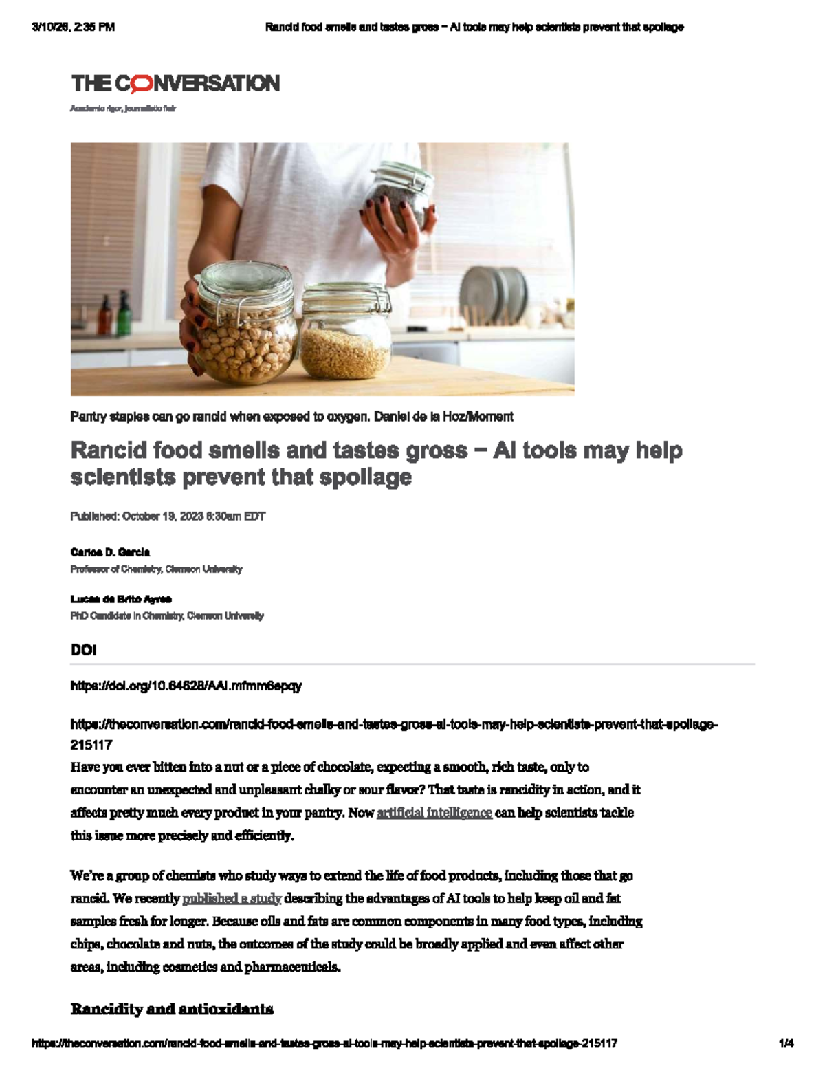 AI Tools in Preventing Rancidity: A Study on Food Preservation - Studocu