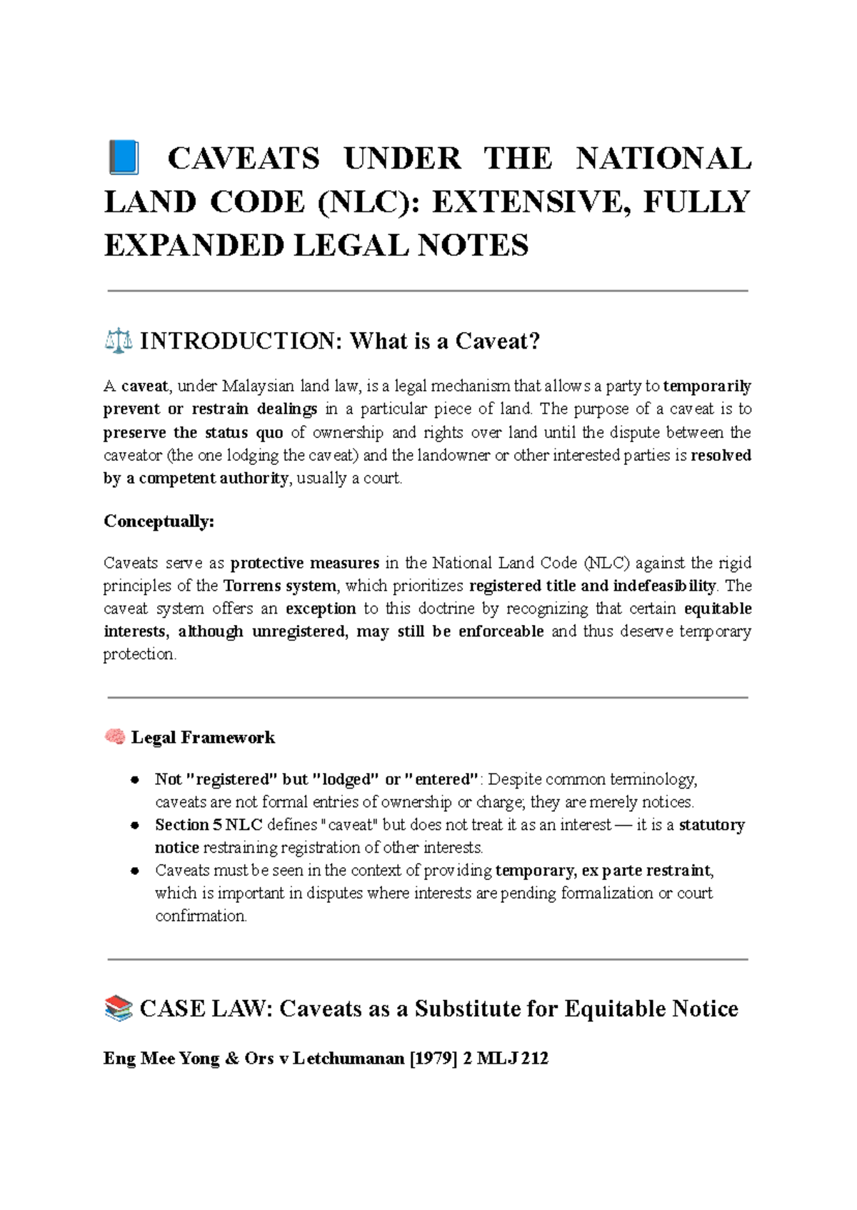 Caveats Under the National Land Code (NLC): Comprehensive Legal ...