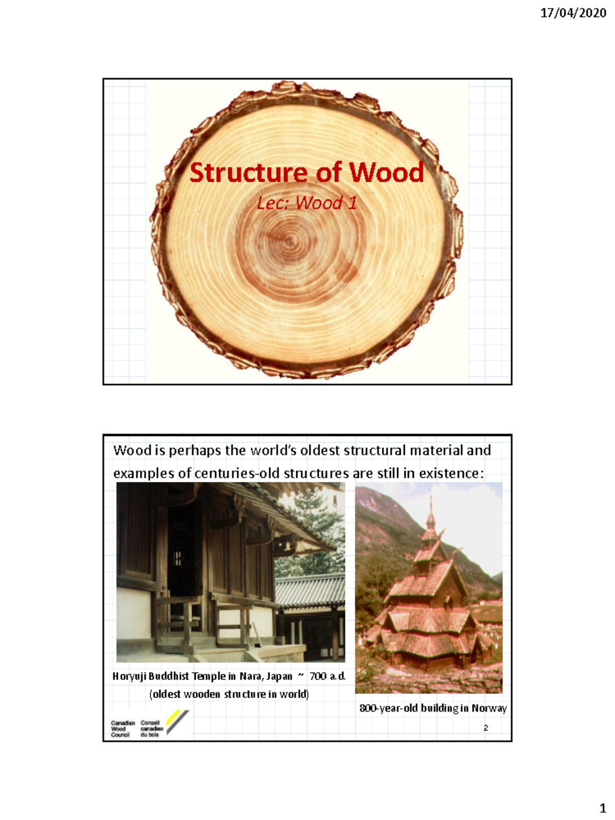 ENCN221 Wood 1 Lecture Notes: Structure and Anatomy of Wood - Studocu