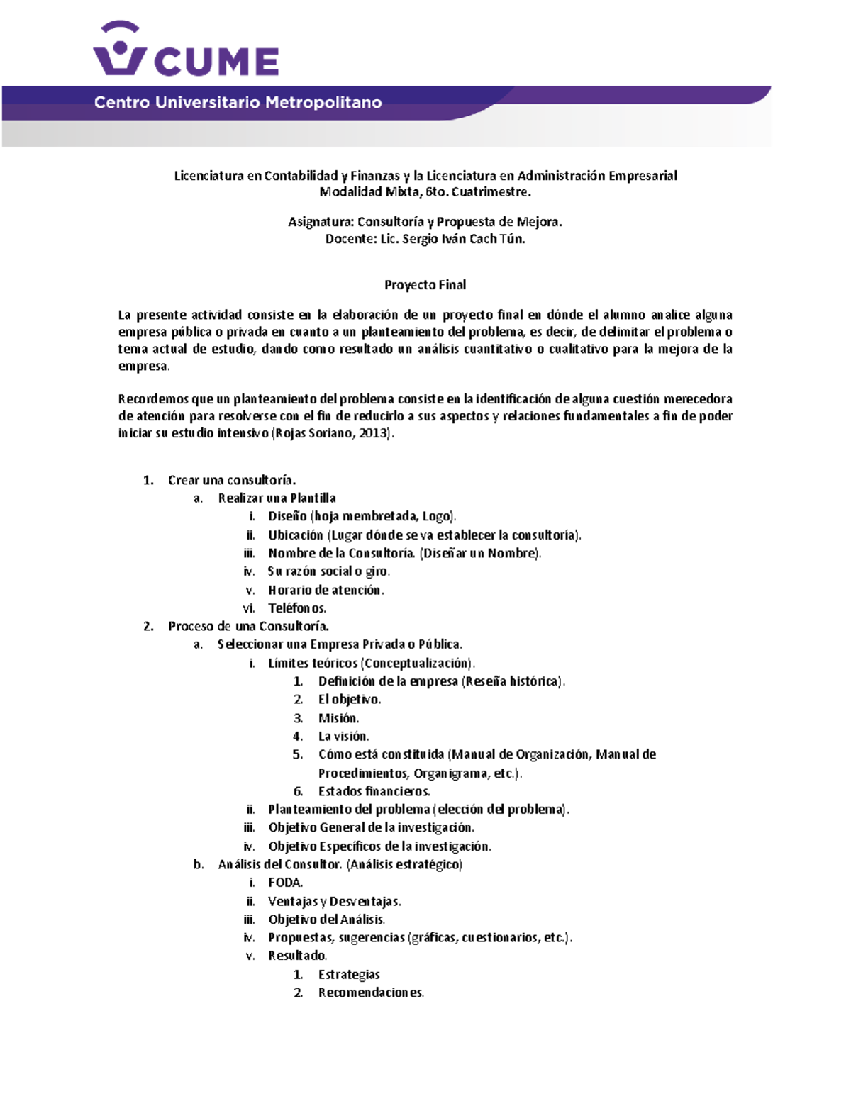 Proyecto Final de Consultoría y Mejora - Lic. en Contabilidad y ...
