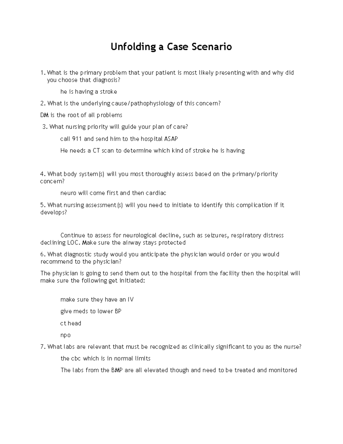 Unfolding a Case Scenario - Unfolding a Case Scenario What is the ...