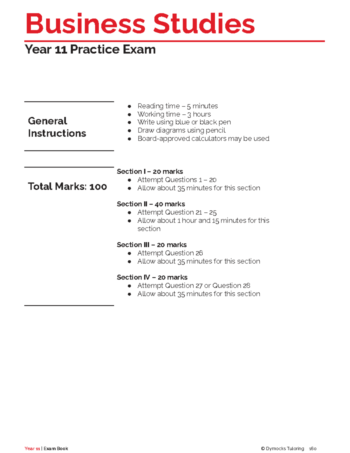 Year 11 Business Studies Practice Exam with Solutions - Studocu
