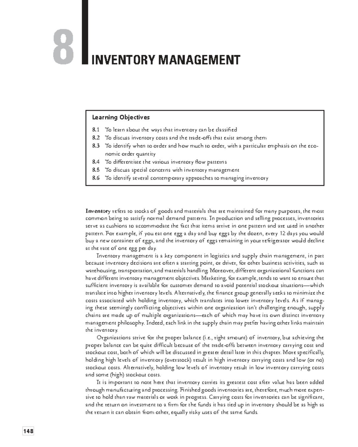 Murphy - Chapter 8 - Inventory Management: Key Learning Objectives ...