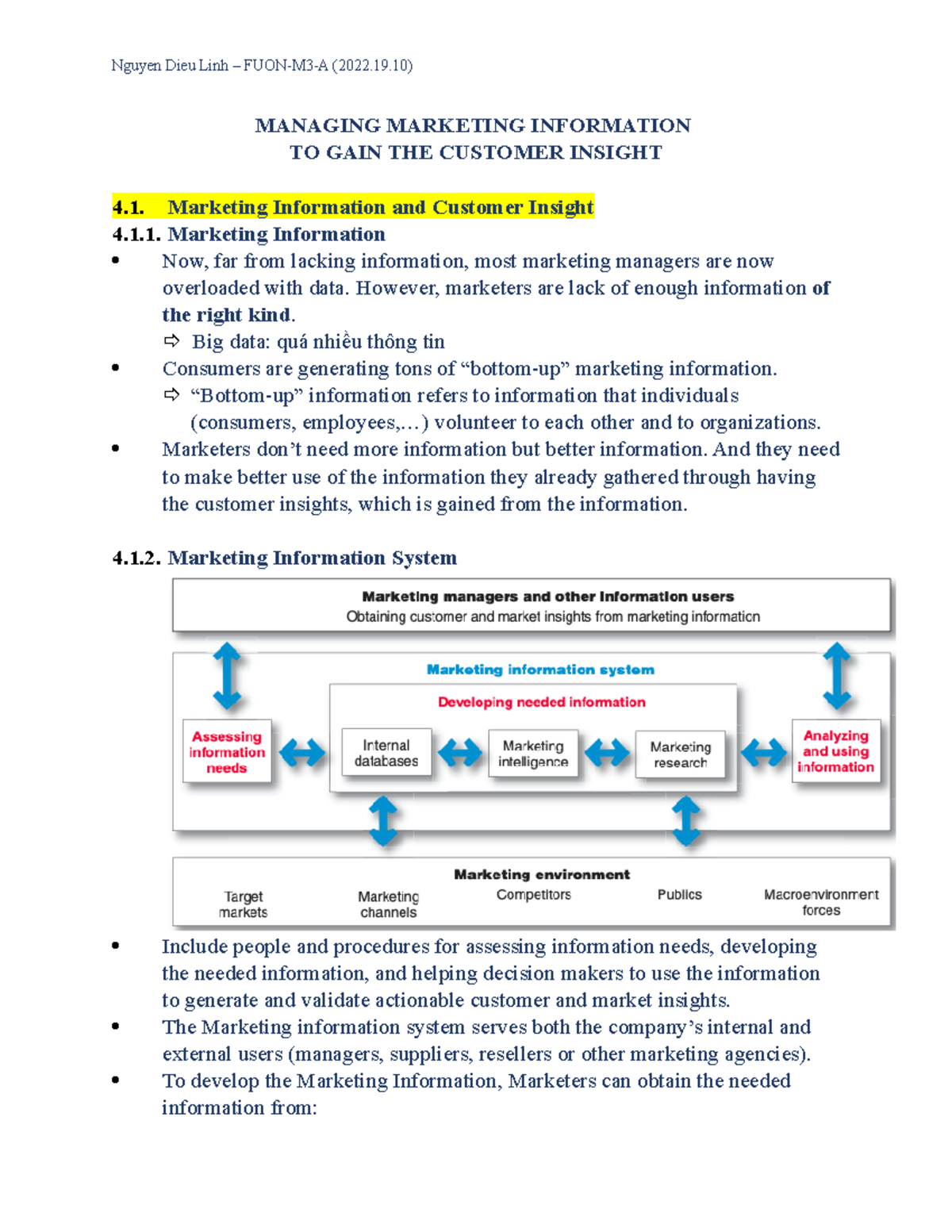 MKT 101 Chapter 4: Summary of Marketing Information Management - Studocu