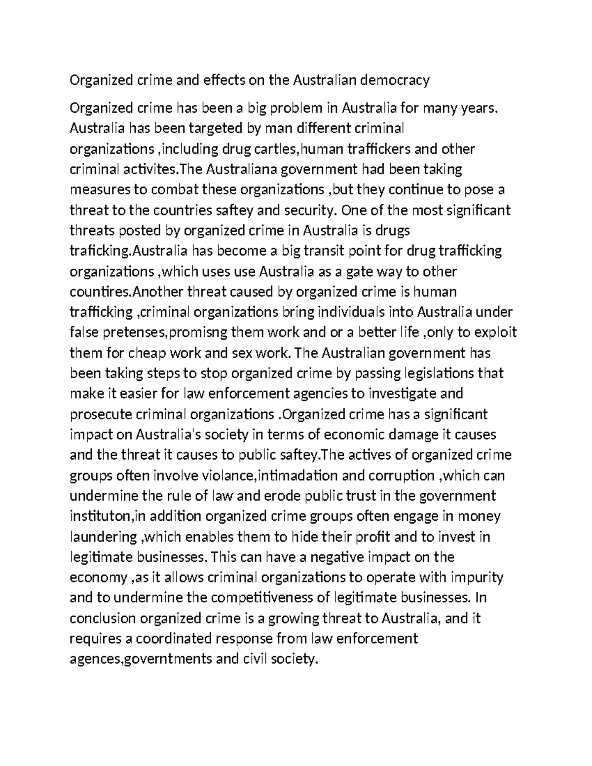 Hass 2 - Organized crime and effects on the Australian democracy ...