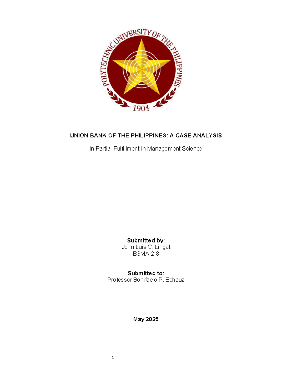 Case Study: Union Bank of the Philippines (MS 101) - Digital Innovation ...