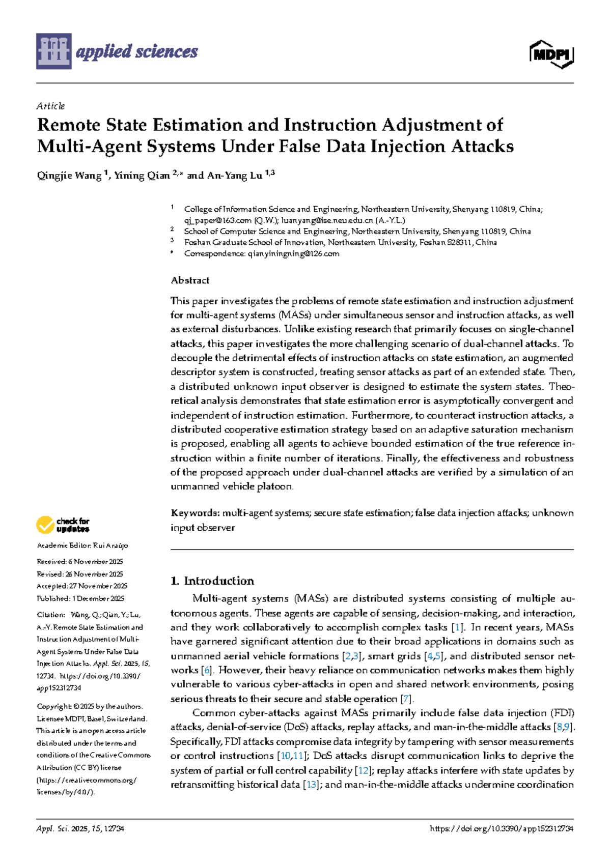 Remote State Estimation and Instruction Adjustment of Multi-Agent ...