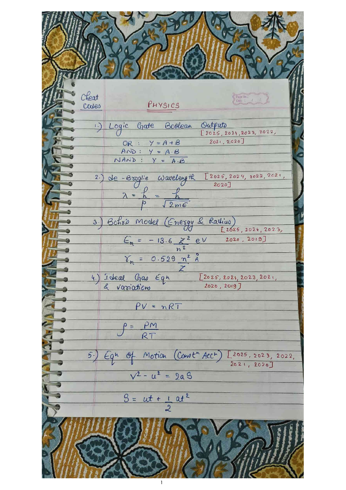 Physics Cheat Codes - PH 9021 Final Exam Study Guide - Studocu
