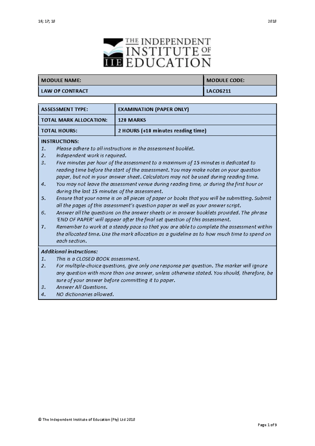 LACO - LU1 Theme 1 - Lecture Notes - LAW OF CONTRACT NOTES: Learning ...