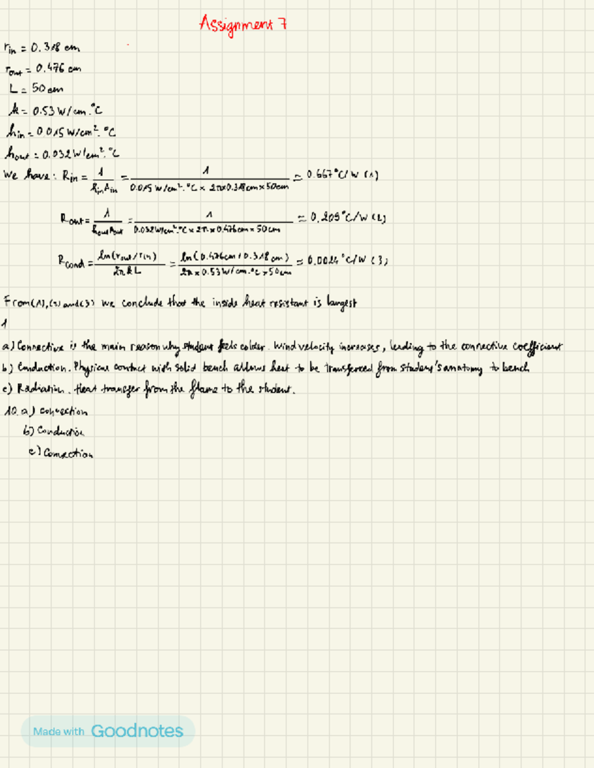 Assignment 09: Heat Transfer Analysis and Calculations - Studocu