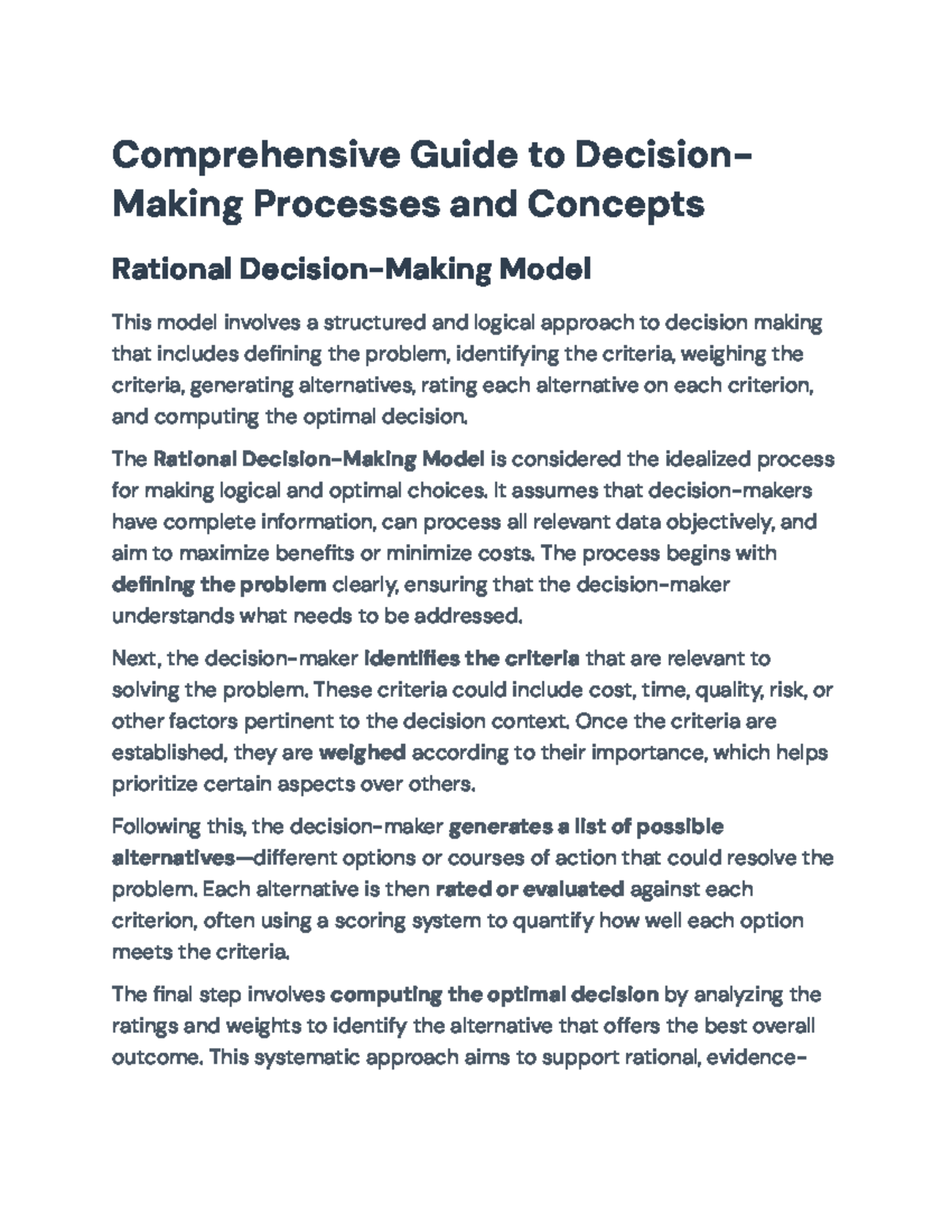 Comprehensive Guide to Decision-Making Models & Bounded Rationality ...