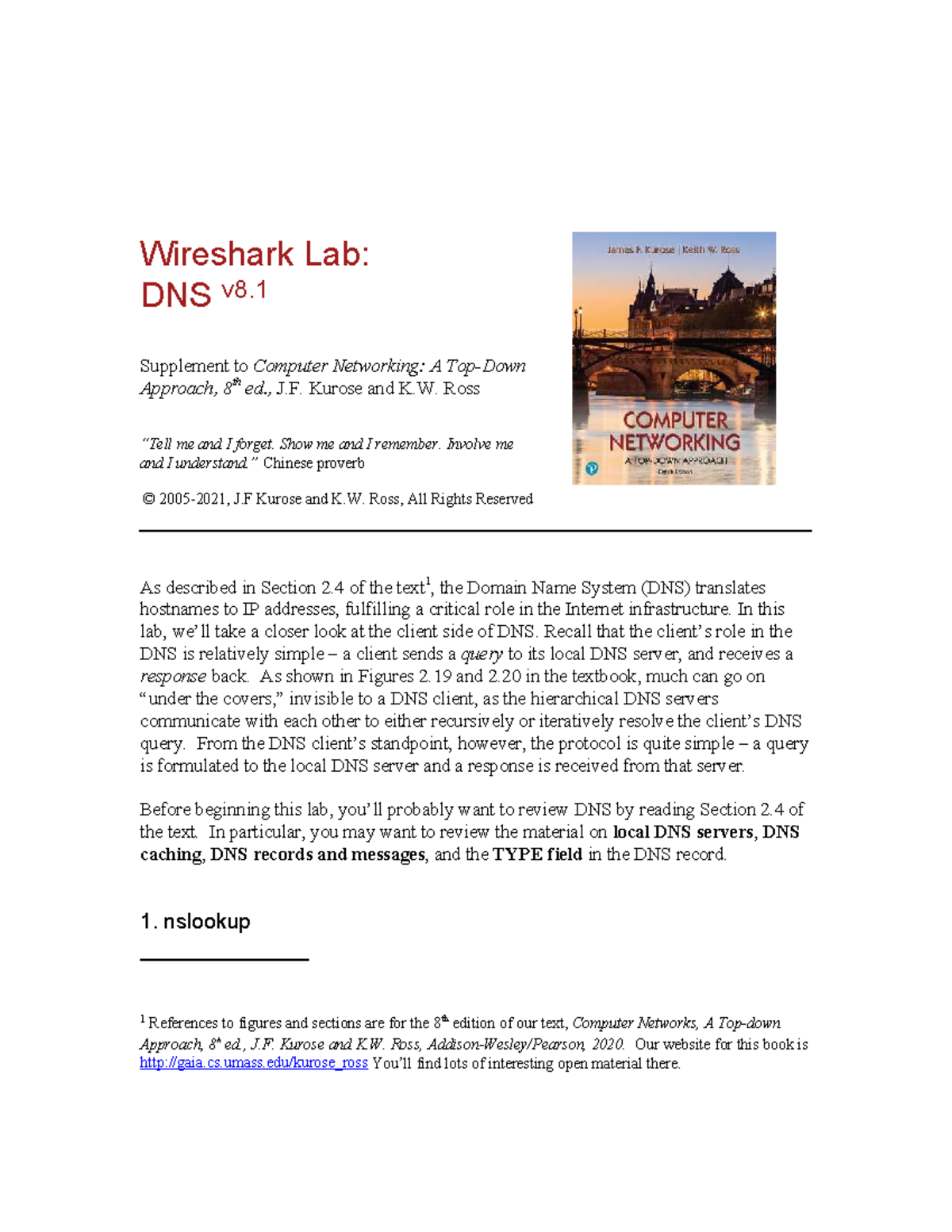 Lab 2: Wireshark DNS Analysis for Computer Networking (CS 101) - Studocu