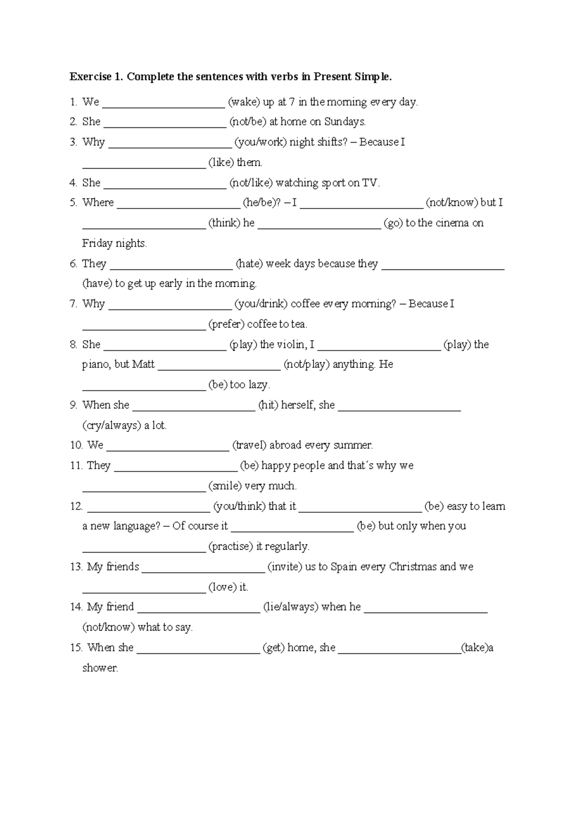 Present-simple-grammar-drills 99025 - Exercise 1. Complete the ...