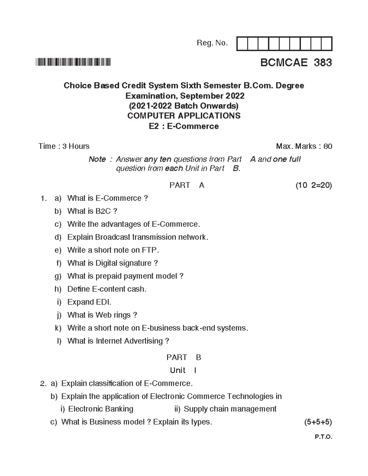 Bcmcae 383 - Choice Based Credit System Exam Notes for B.Com. 6th Sem ...