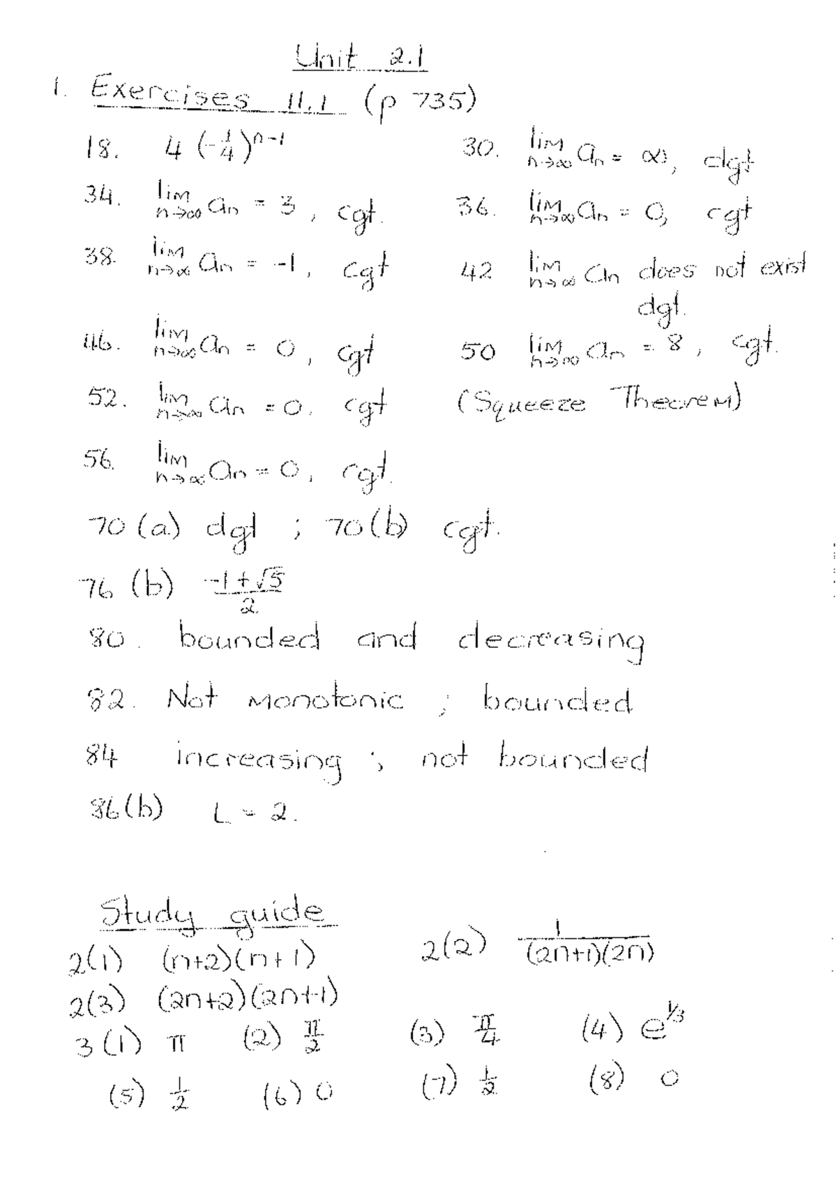 Unit 2 Solutions: Exercises and Study Guide for Review - Studocu