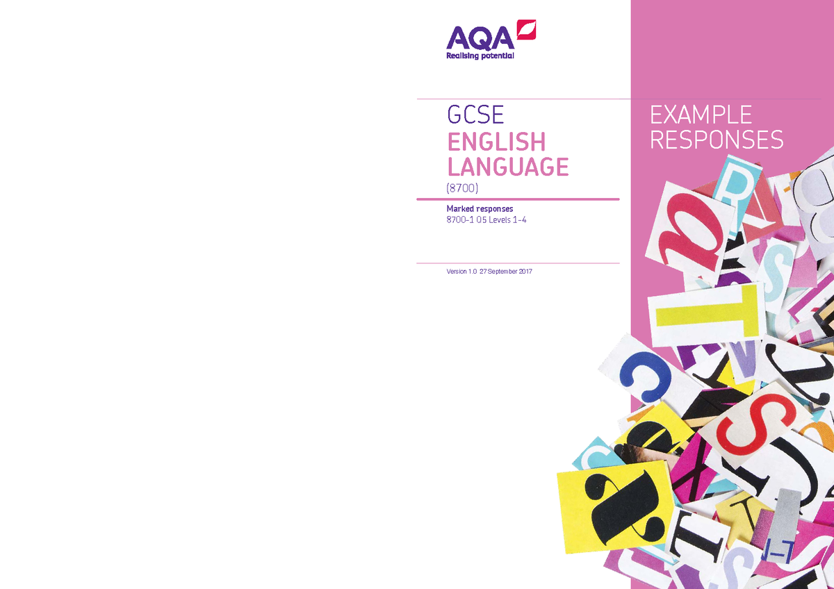 GCSE ENGLISH LANGUAGE (8700) Marked Responses Q5 Example Answers - Studocu