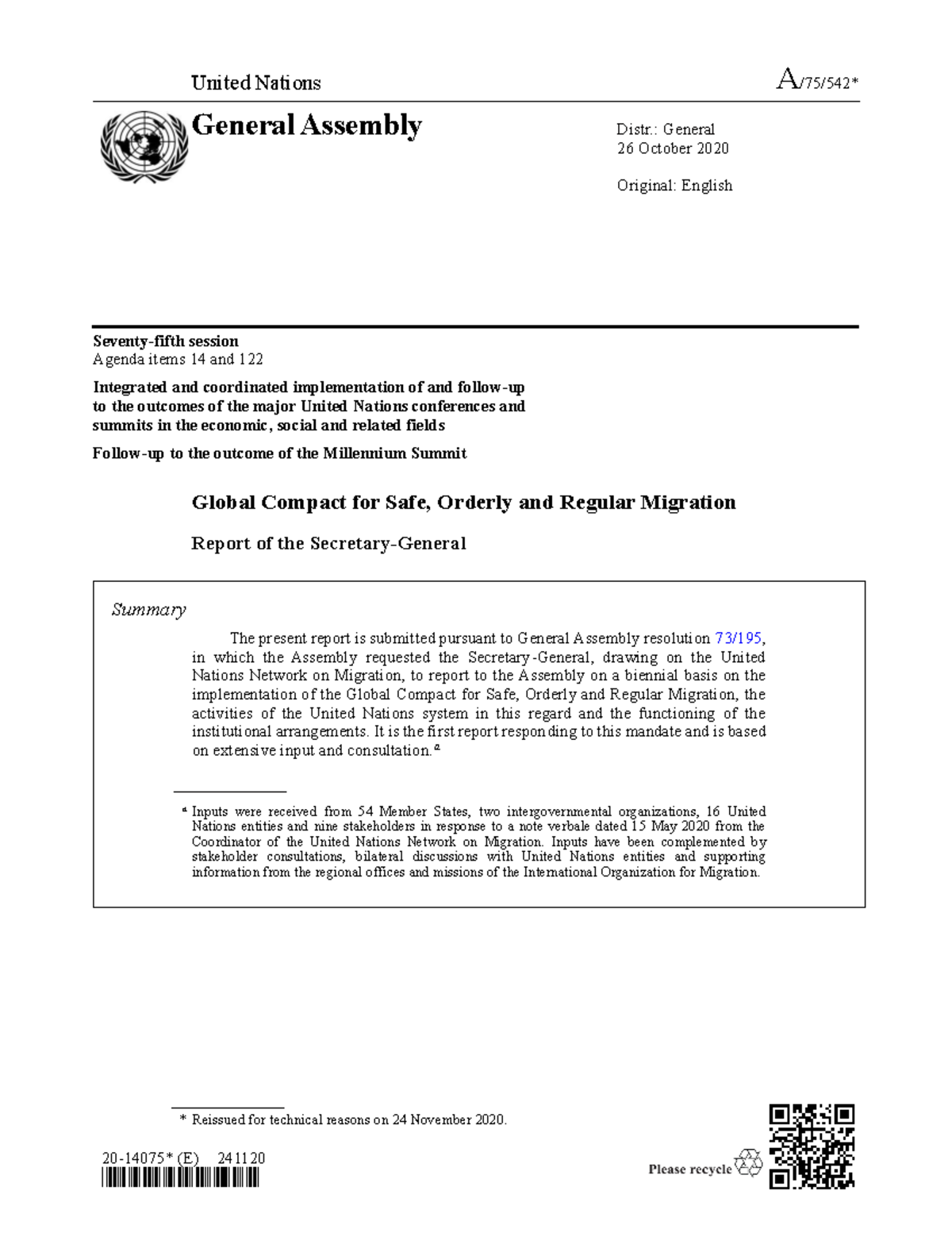 Global Compact for Safe, Orderly Migration: 2020 Report Analysis - Studocu