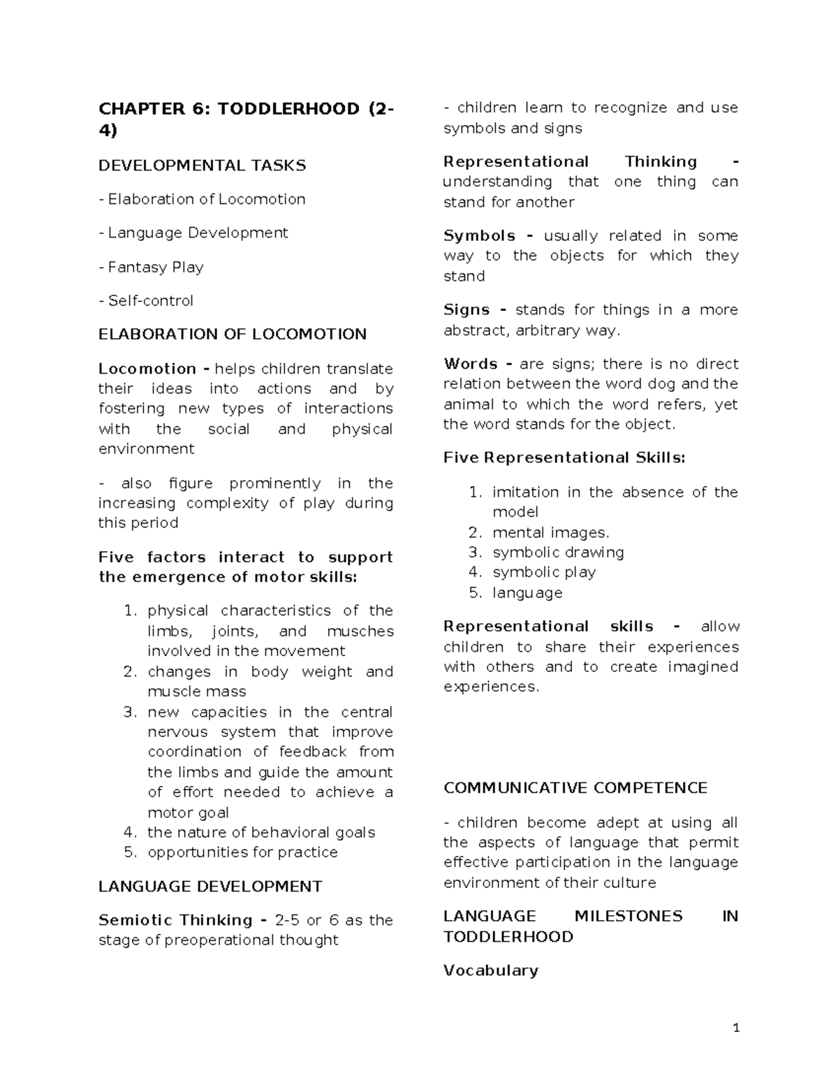 Devpsych Chapter 6-8 Newman - CHAPTER 6: TODDLERHOOD (2- 4 ...