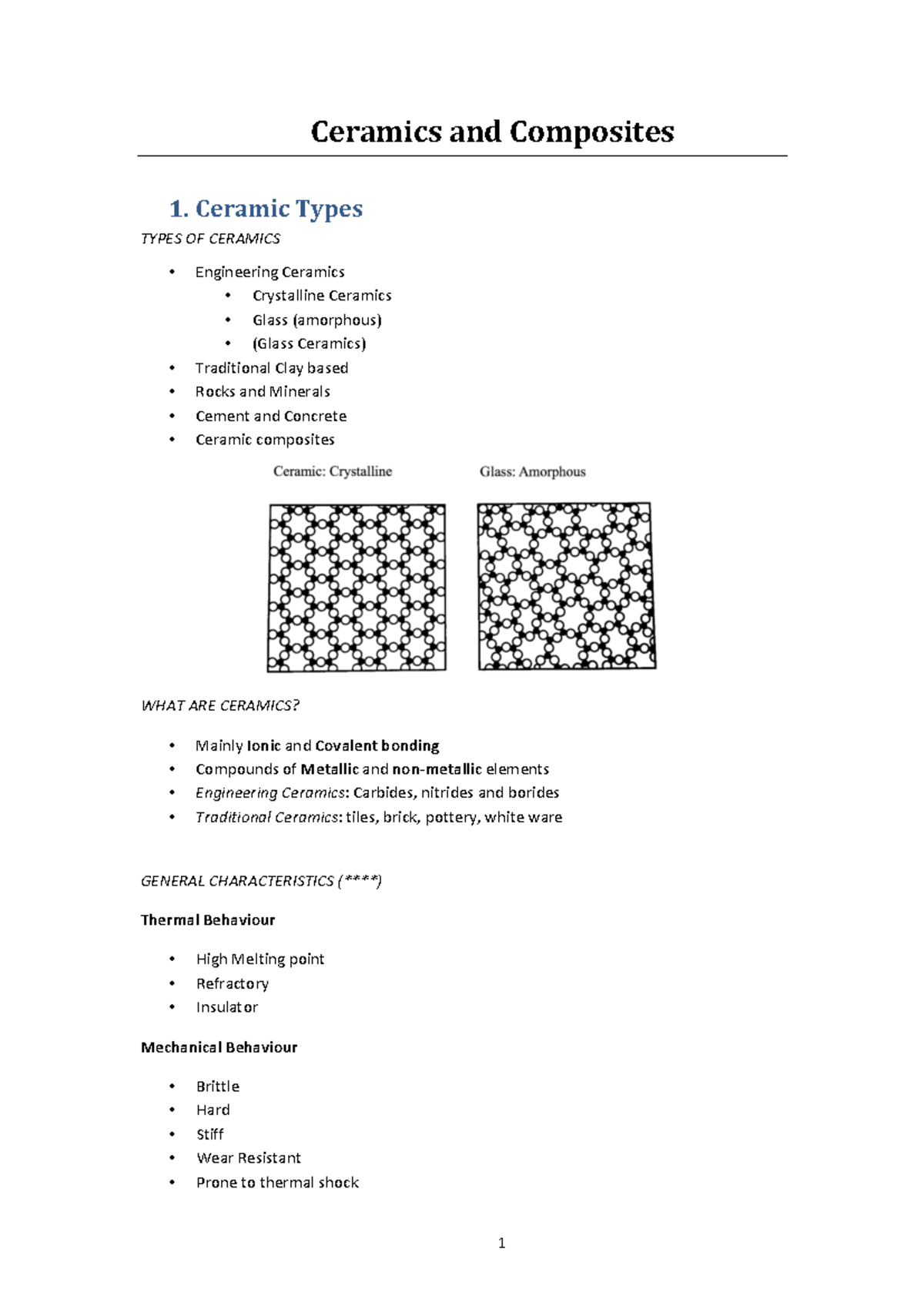 Ceramics & Composites - 05 -­‐ Ceramics and Composites 1. Ceramic Types ...