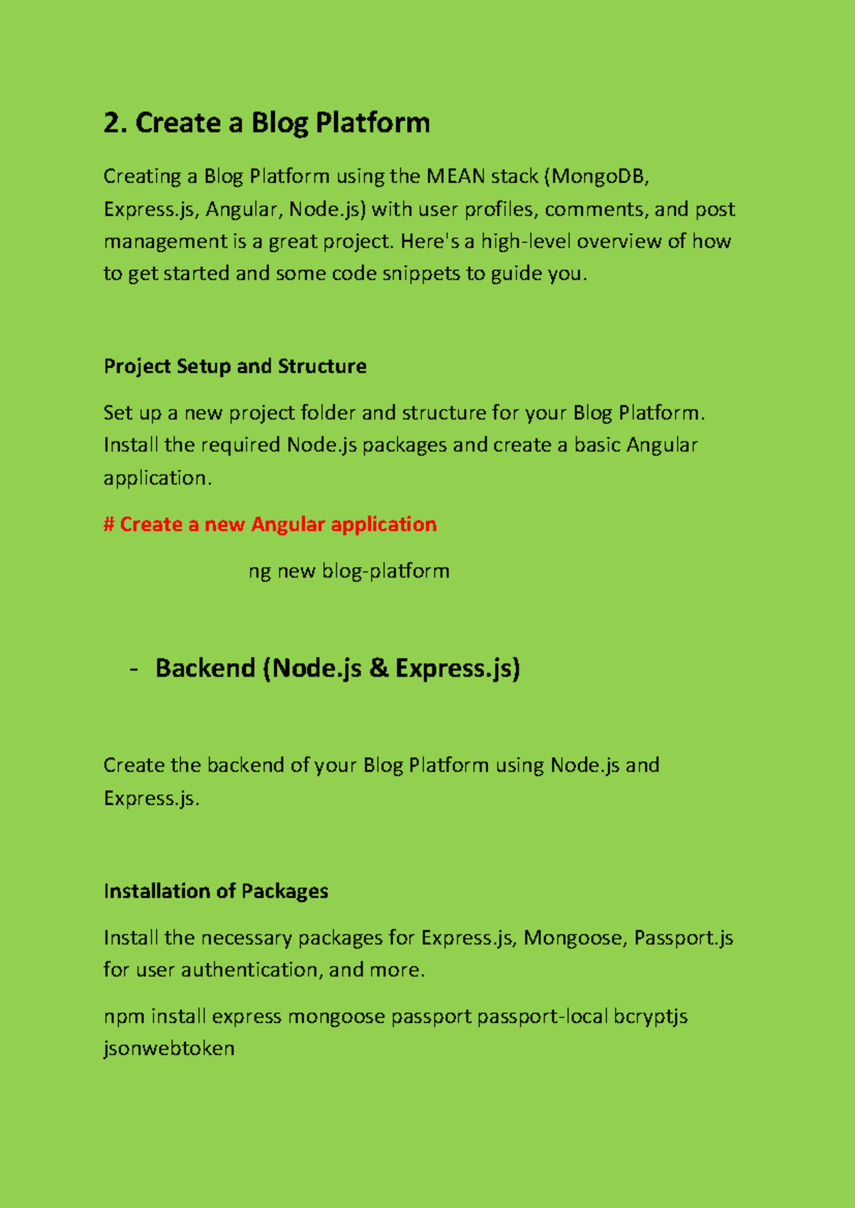 2. Creating a Blog Platform: MEAN Stack Project Guide - Studocu