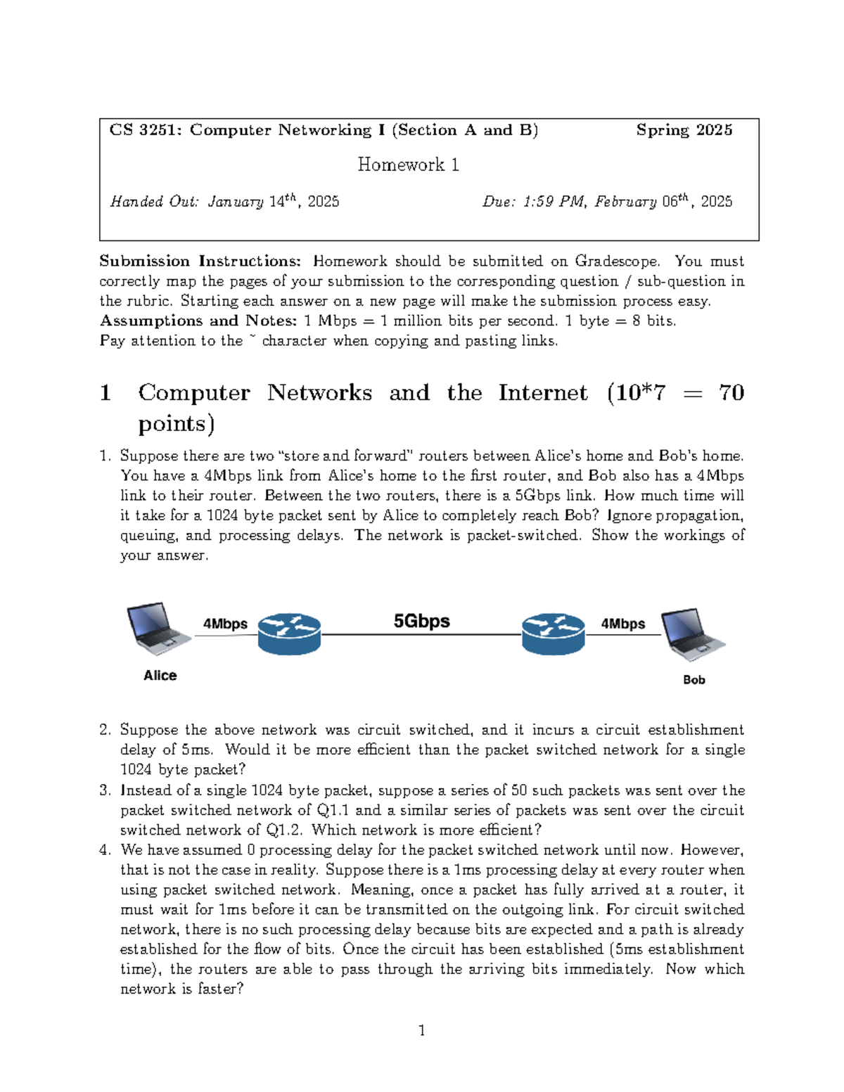 CS 3251: Computer Networking I Spring 2025 Homework 1 Overview and ...