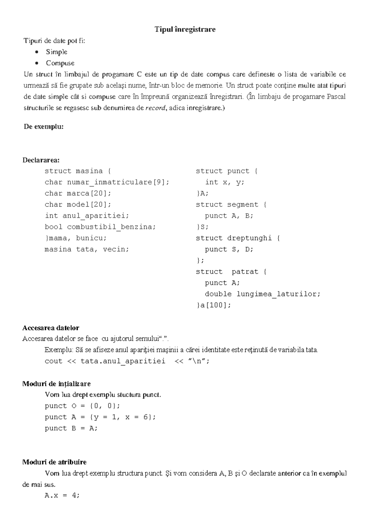 C++ Structuri de Date - Lecția 78: Înregistrări și Accesare - Studocu
