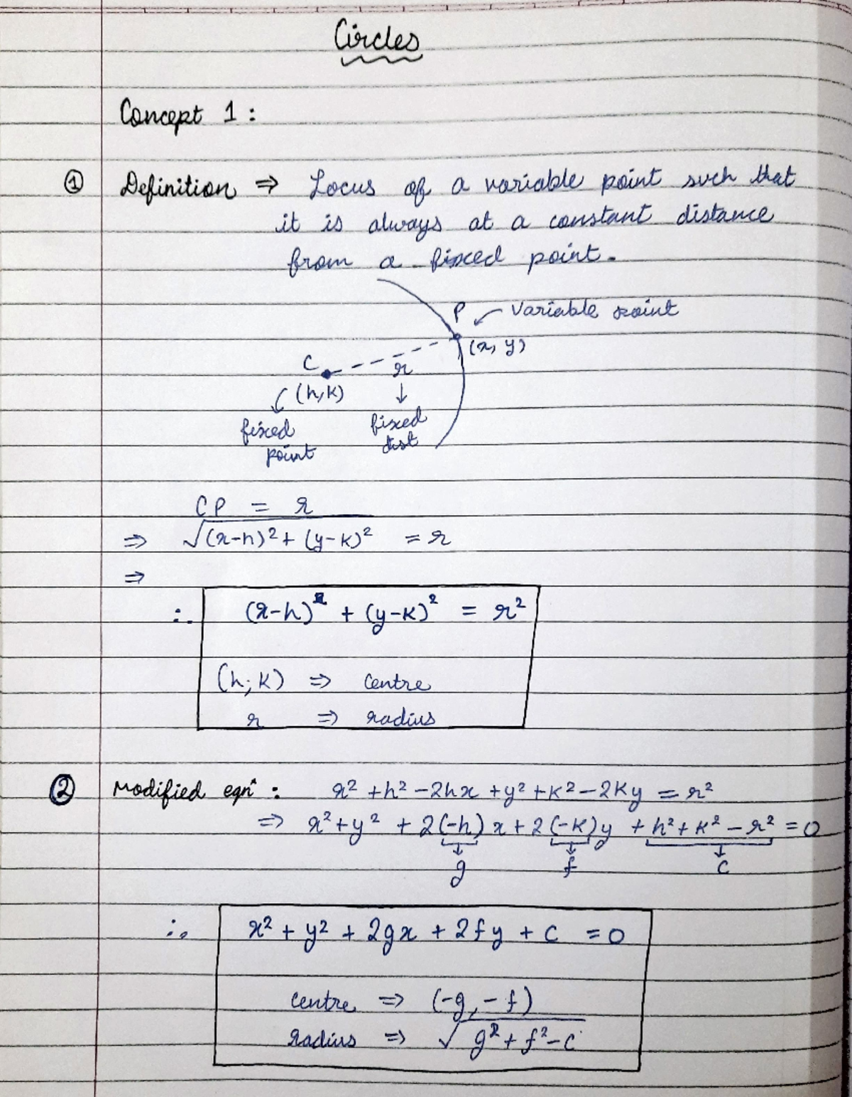 Circles Lecture Notes (MATH 101) - Concepts & Equations - Studocu