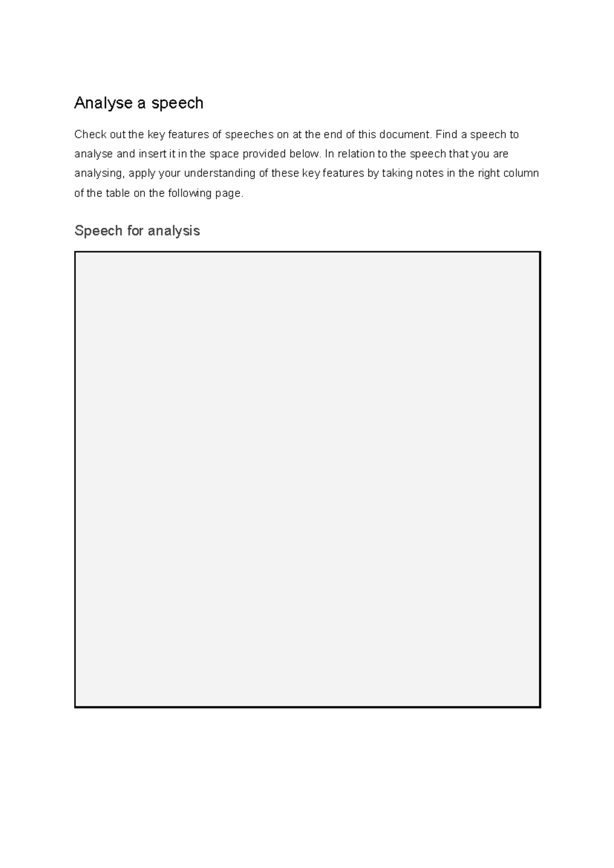 Analyse a Speech: Key Features & Analysis (Paper 1) - Studeersnel