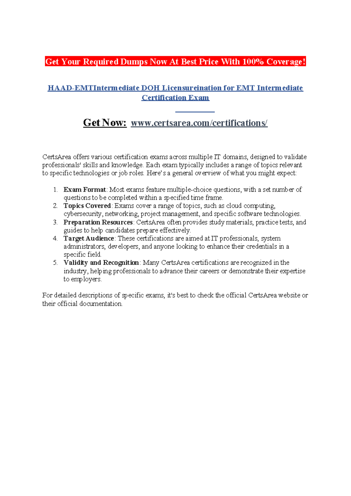 HAAD-EMT Intermediate DOH Licensureination for EMT Intermediate ...