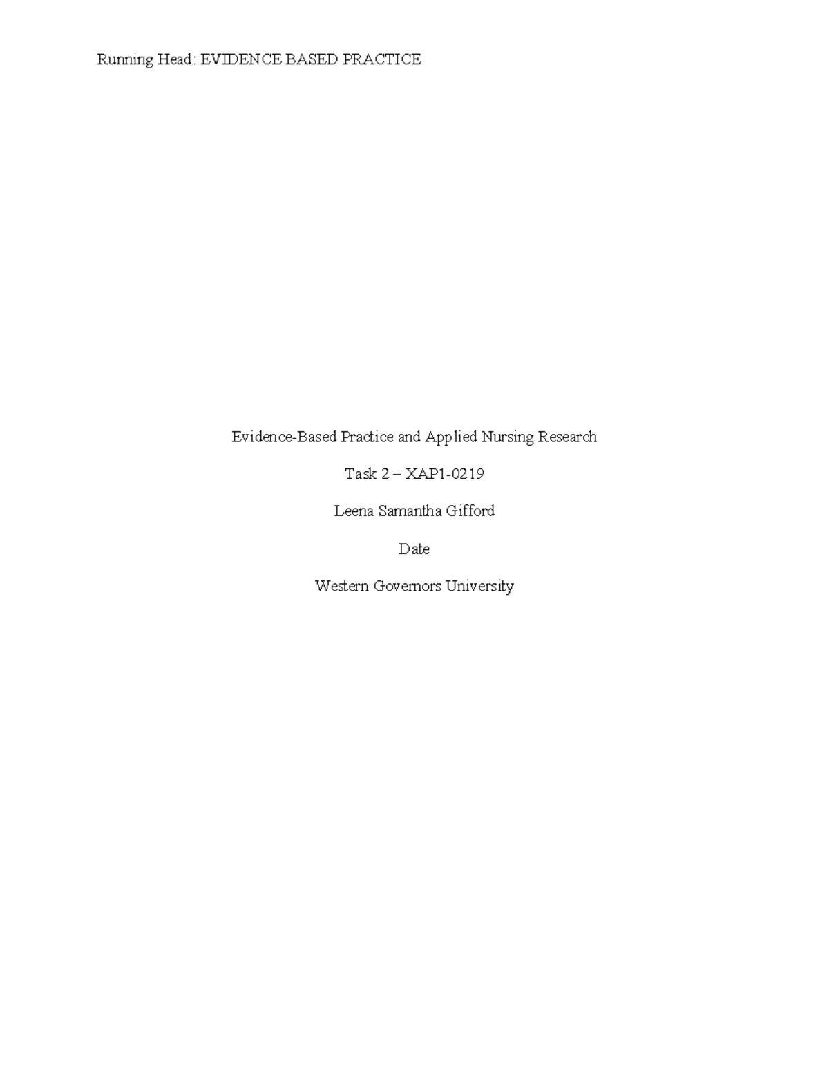 Evidence-Based Practice in Pediatric Rehabilitation: Task 1 D219 - Studocu