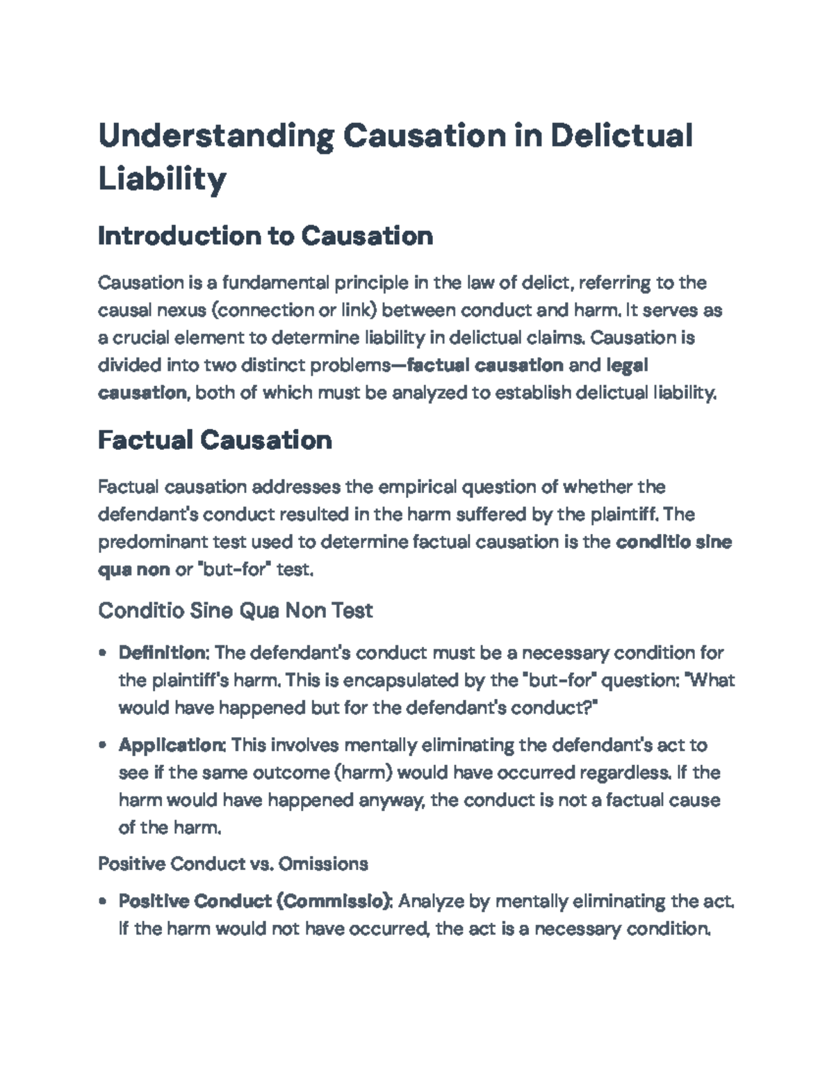 Understanding Causation in Delictual Liability: Key Principles and ...