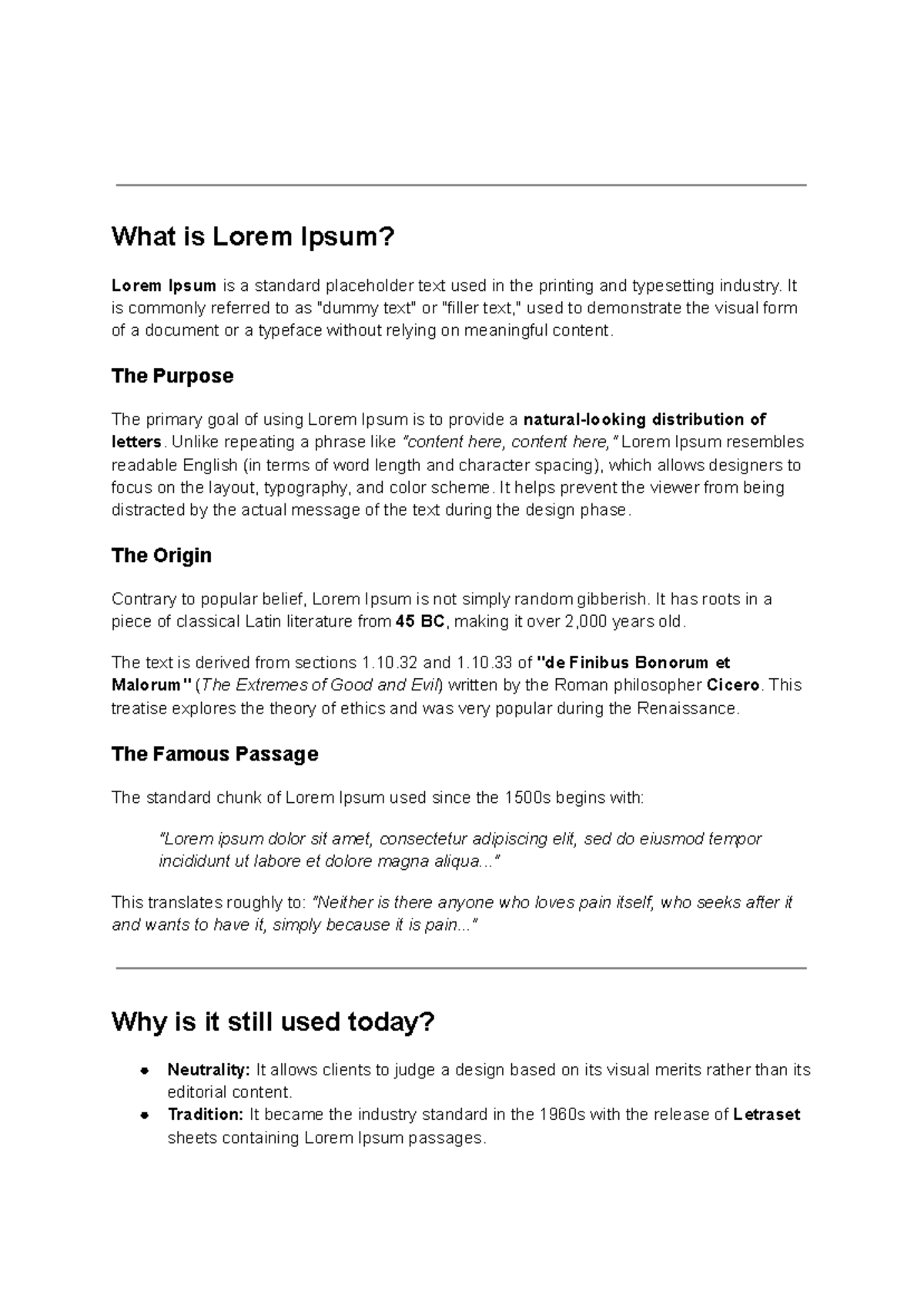 Understanding Lorem Ipsum: History and Purpose - Studocu