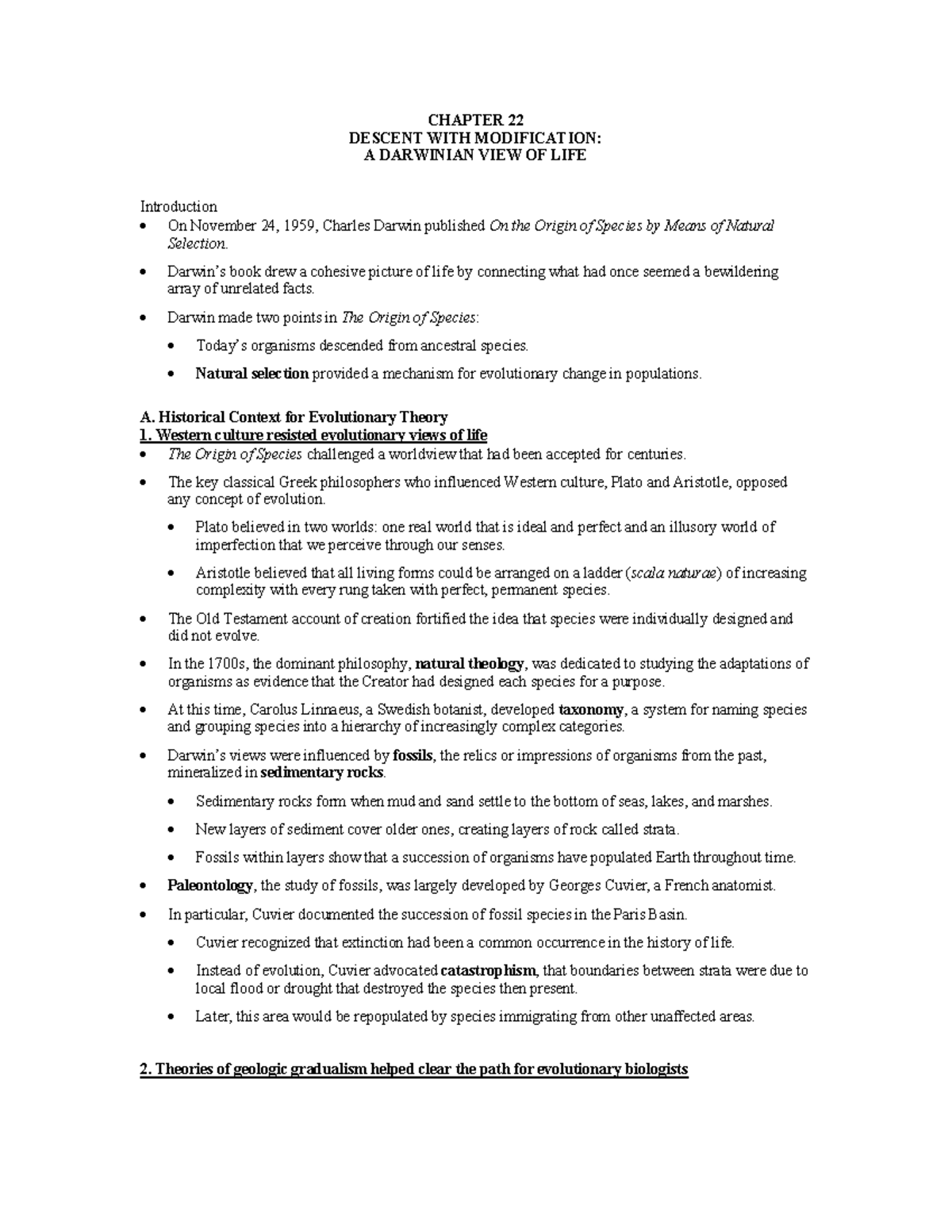 Chapter 22: Descent with Modification - A Darwinian View - Studocu