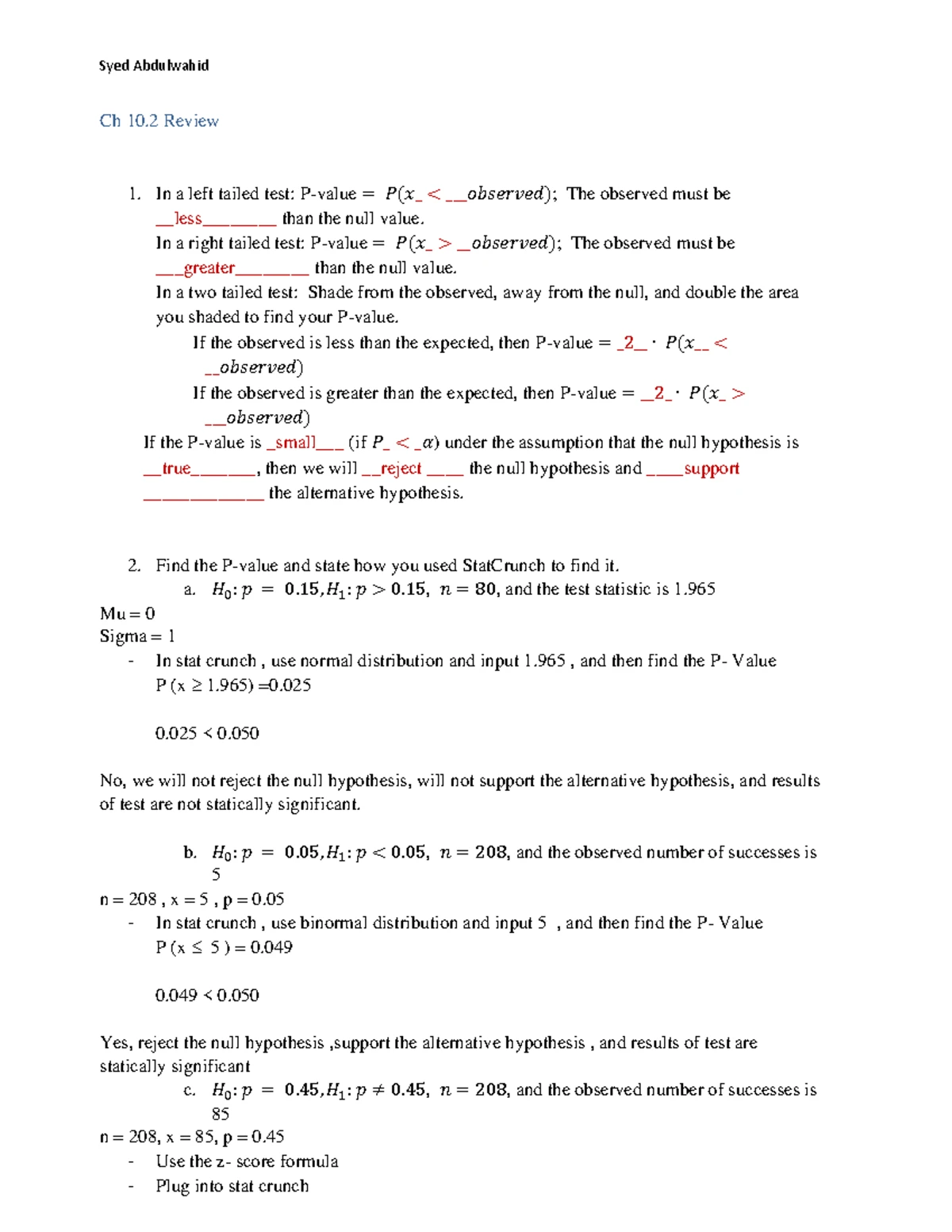 Math Lab Number One - MATH 1342 Name ...