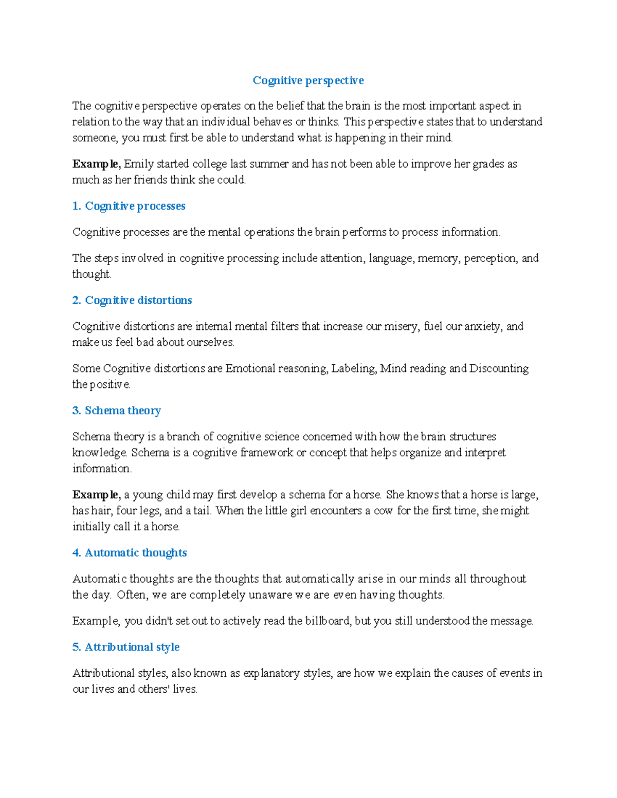 Cognitive Psychology Overview: Key Concepts and Theories - Studocu
