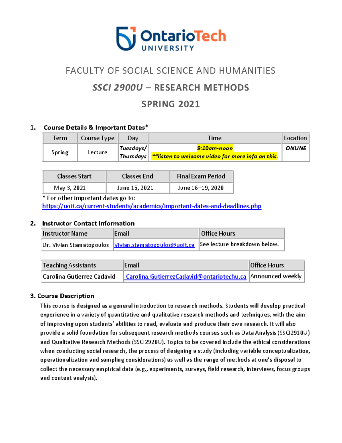 SSCI 2900U Spring 2021 Research Methods Syllabus and Course Details ...