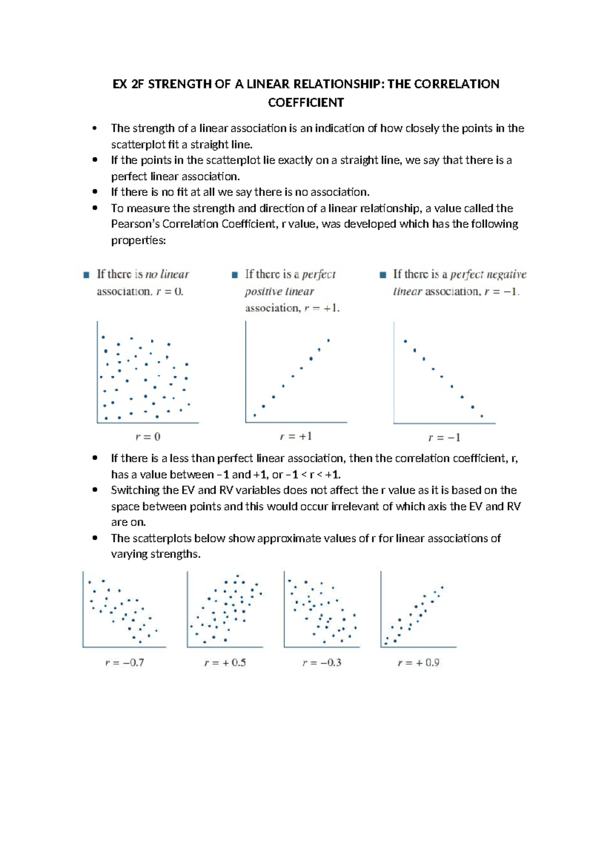 EX 2F Correlation Coefficient: Analyzing Linear Relationships - Studocu